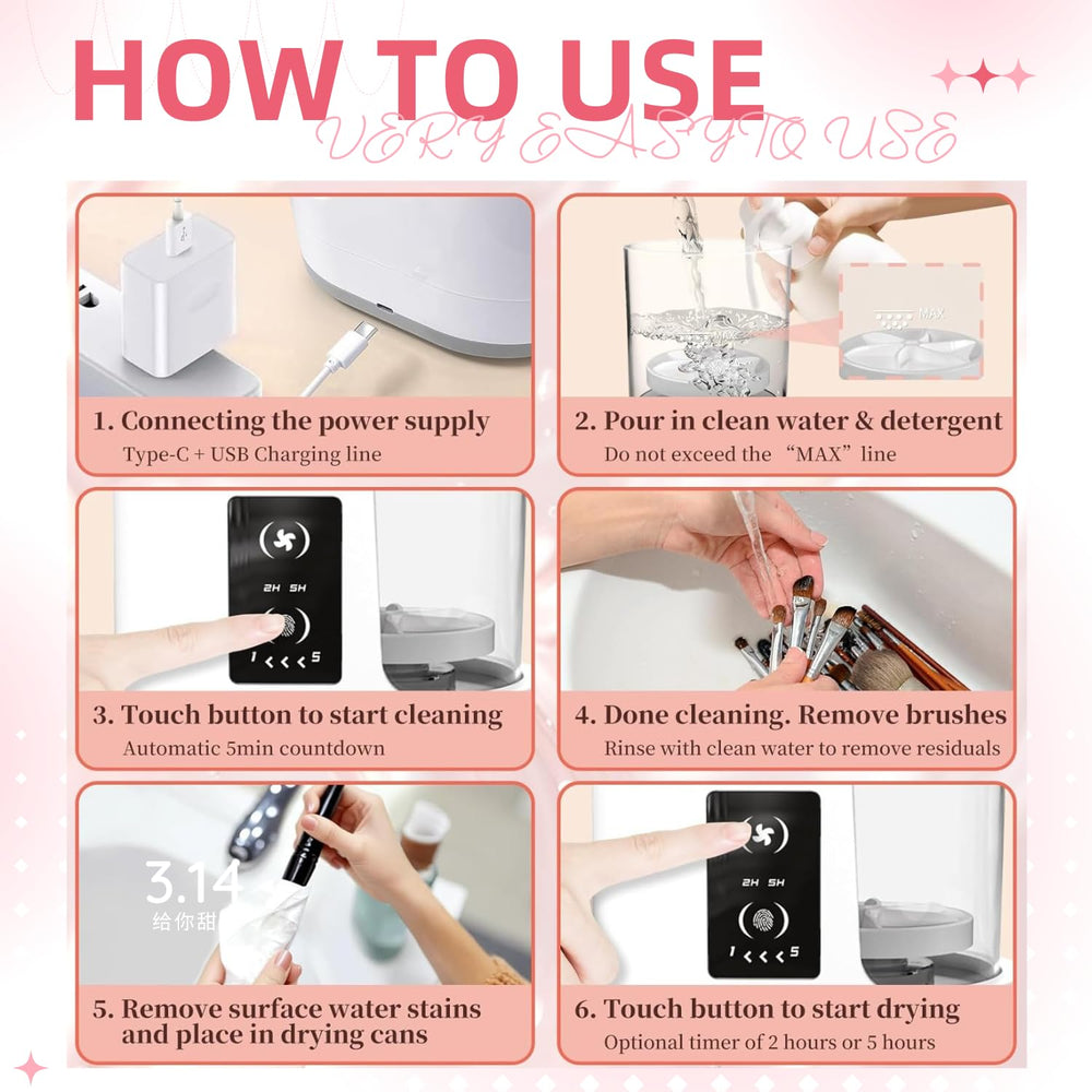 Yuliana easy one-button operation streamlines routine makeup preparation.