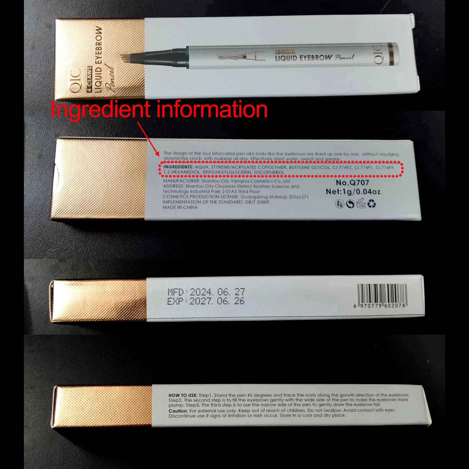 Yulinlon Q707 pro use brow pencil for precise shaping.