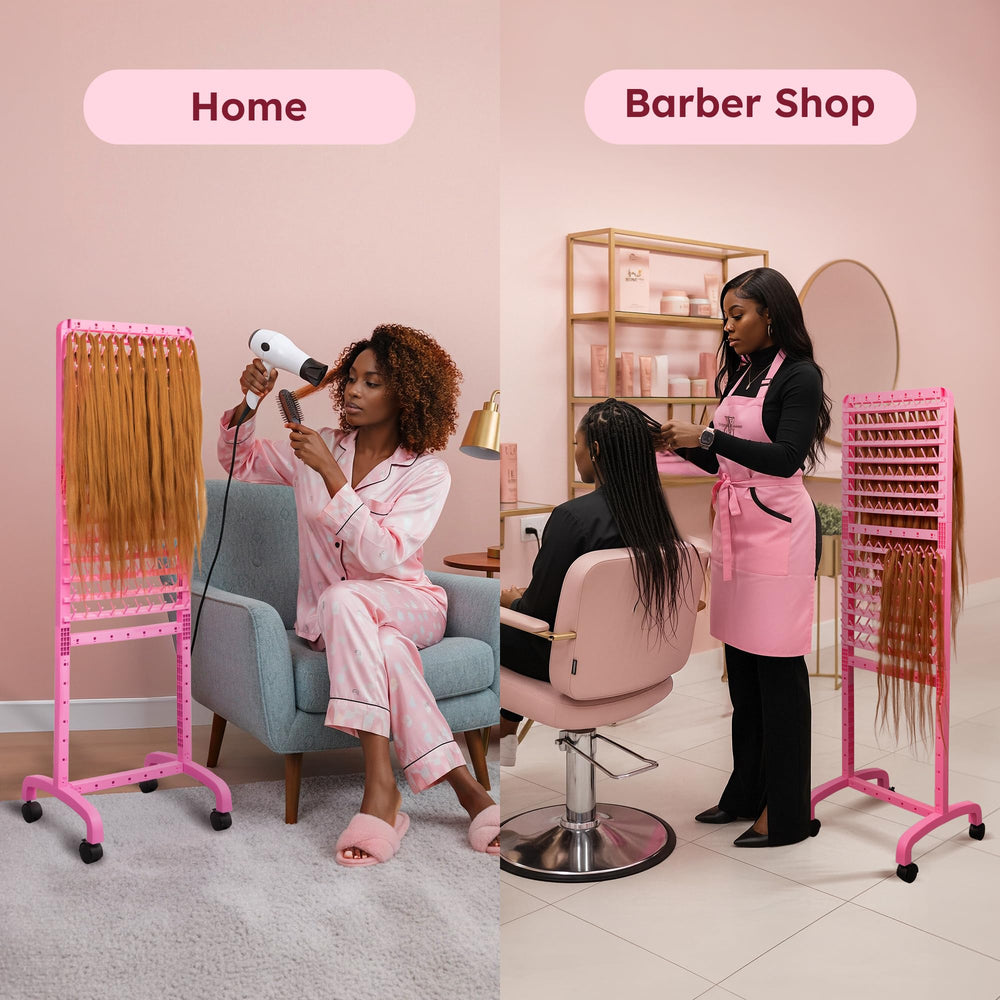 Yumkfoi braiding rack ergonomic height adjusts for comfortable braiding.