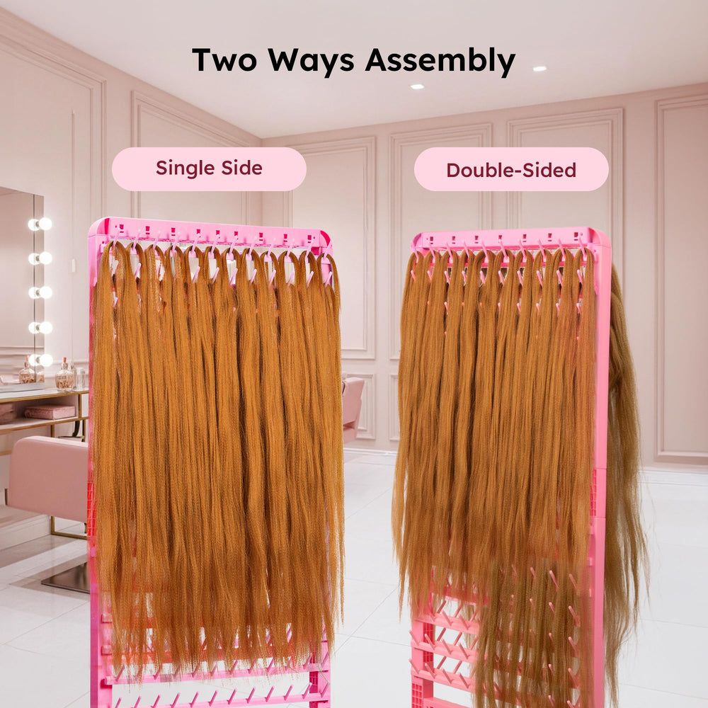 Yumkfoi braiding rack standing with wheels moves easily across rooms.