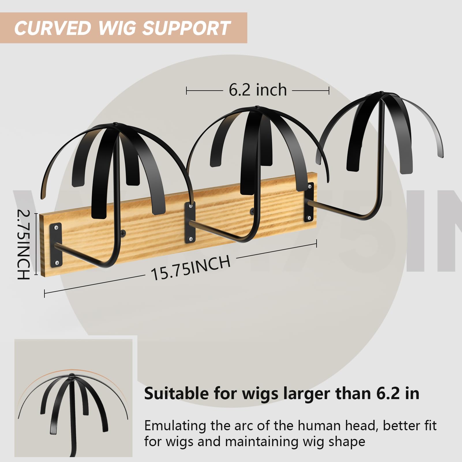 Yumkfoi wall-mounted wig hanger keeps wigs untangled and within reach.