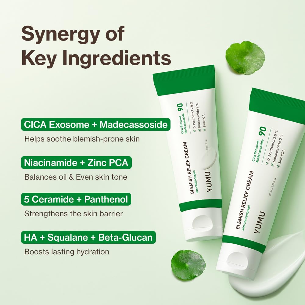 YUMU Cica Exosome Zinc Blemish Relief Cream pump demonstrates smooth application