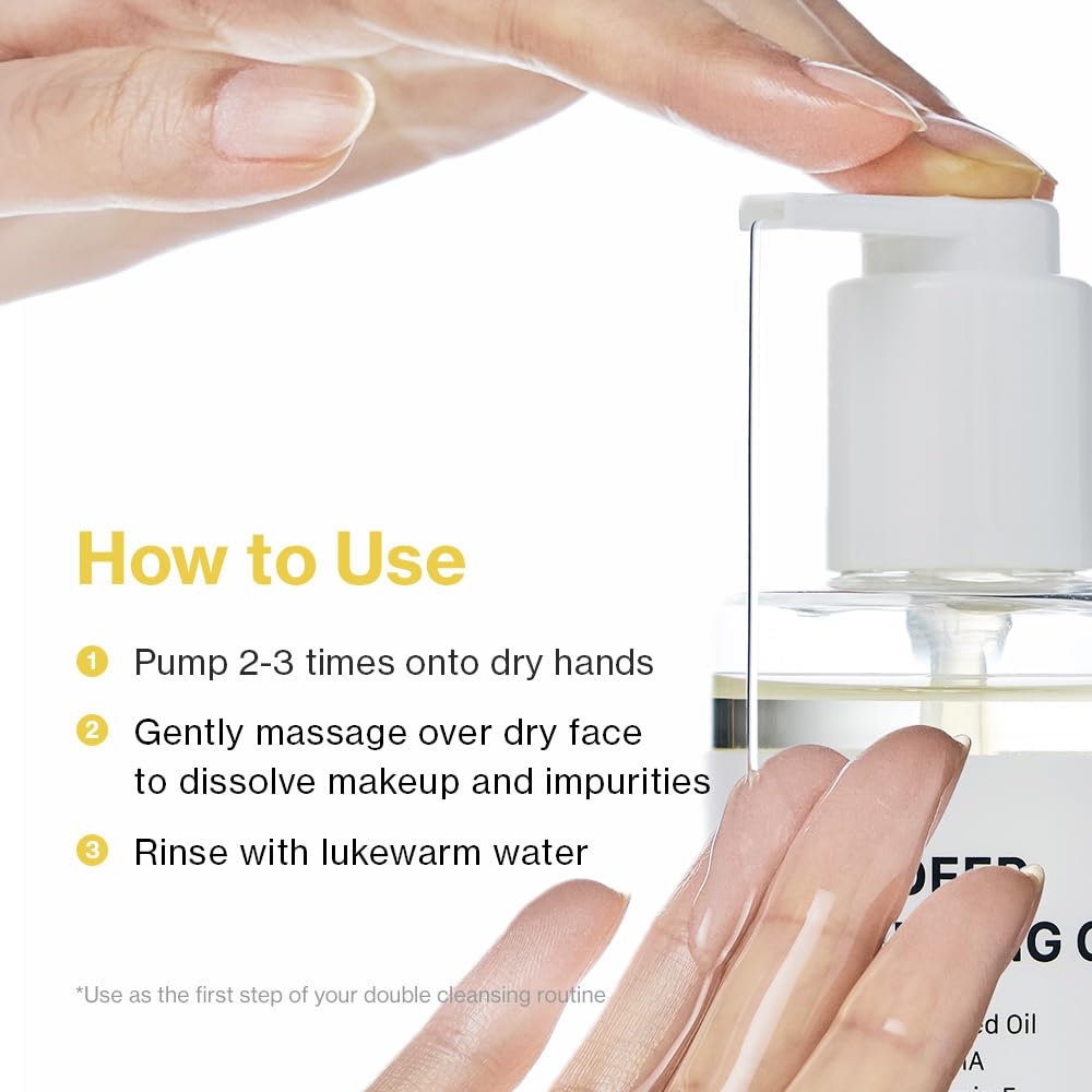 YUMU Coix Seed Deep Pore Cleansing Oil pump for easy double cleansing