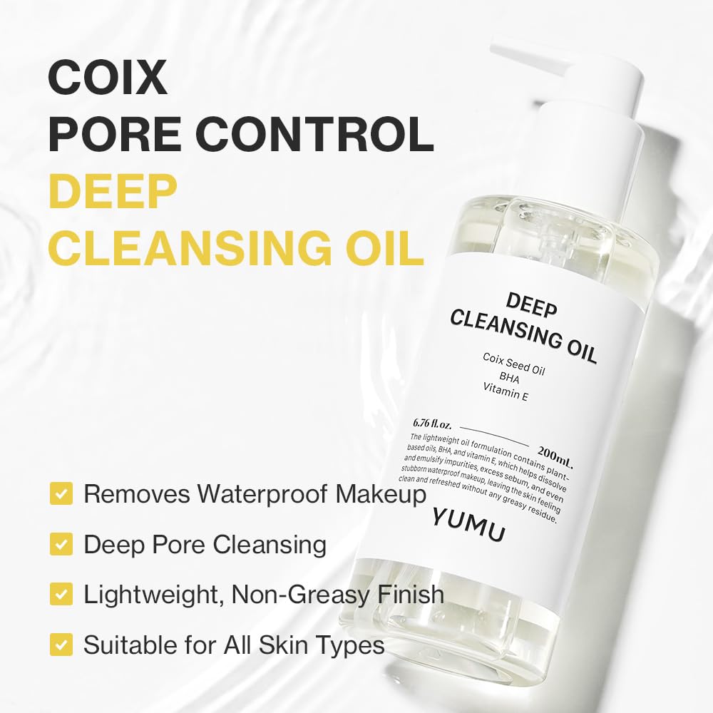 YUMU Coix Seed Oil on hand shows silky texture for gentle makeup removal