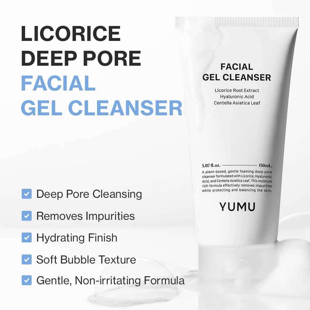 YUMU Licorice Deep Pore Cleanser packaging; user friendly for sensitive skin routines