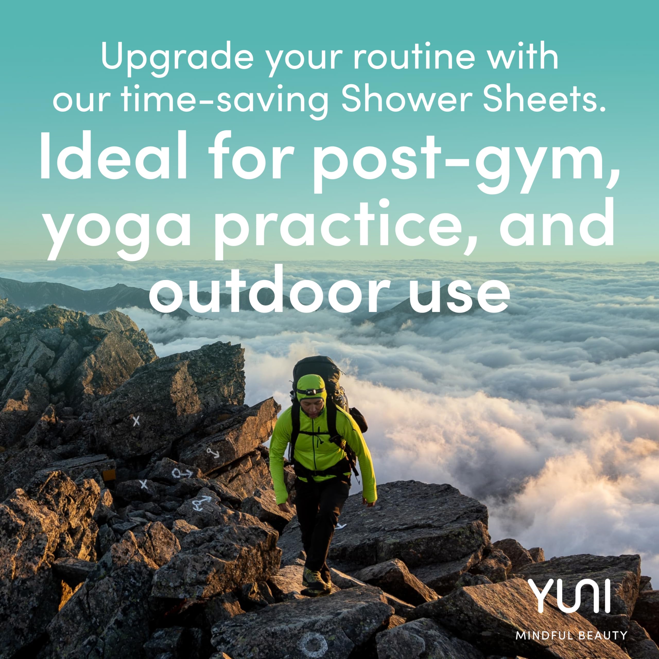 YUNI Beauty Large Body Wipes neem leaf extract label highlight natural deodorizing calm skin.