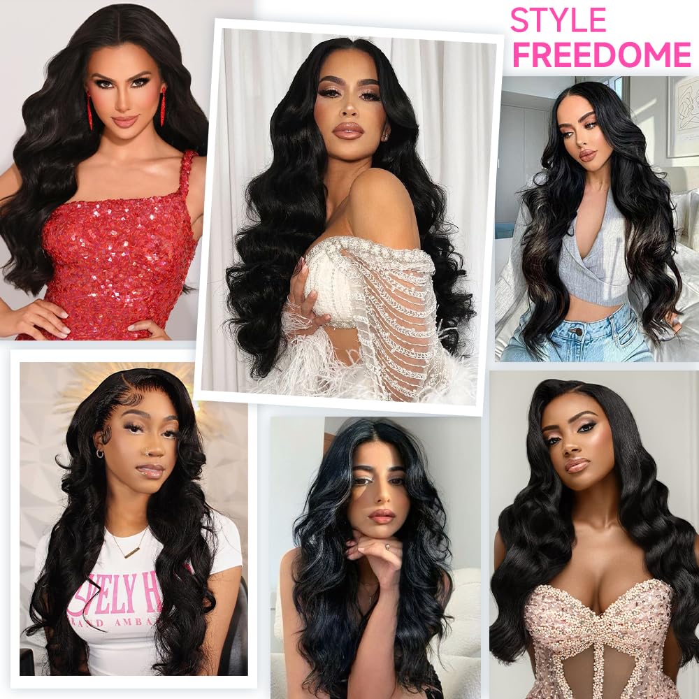 YUNXING 200% density body-wave wig provides full, voluminous look.
