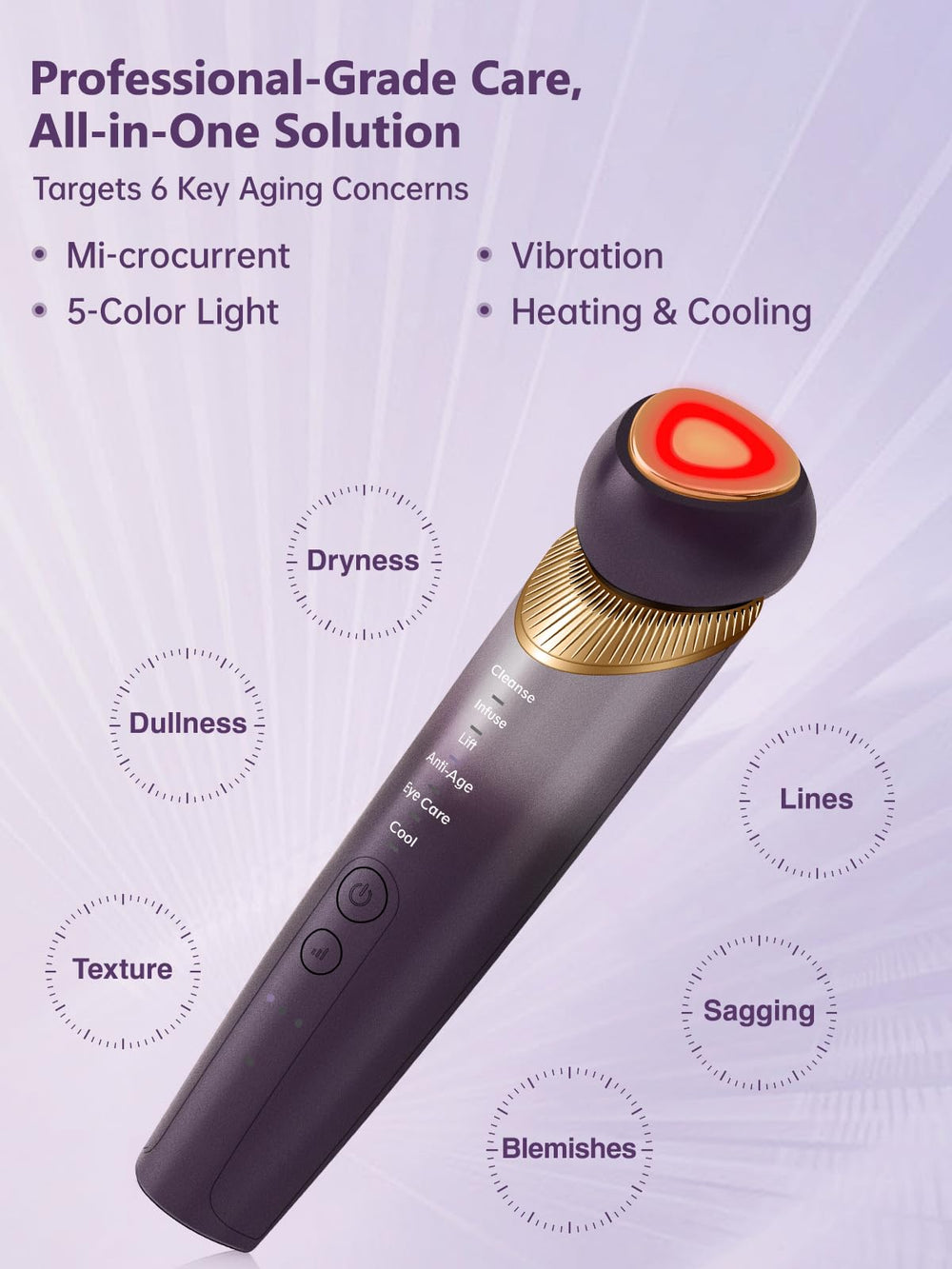 Yuonry 6-in-1 portable beauty tool in hand, travel-friendly for on-the-go skincare.