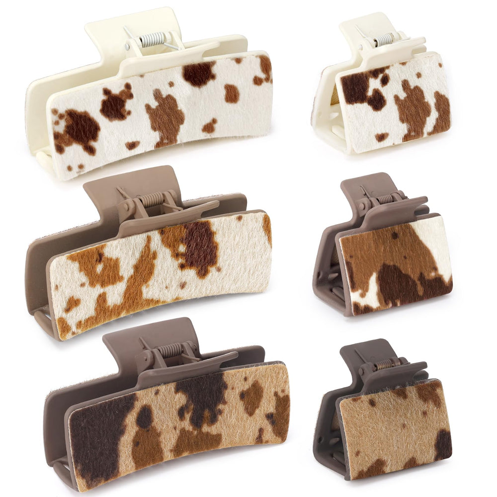 Yussti 6pc hair claw set in cowhide texture for versatile styling options