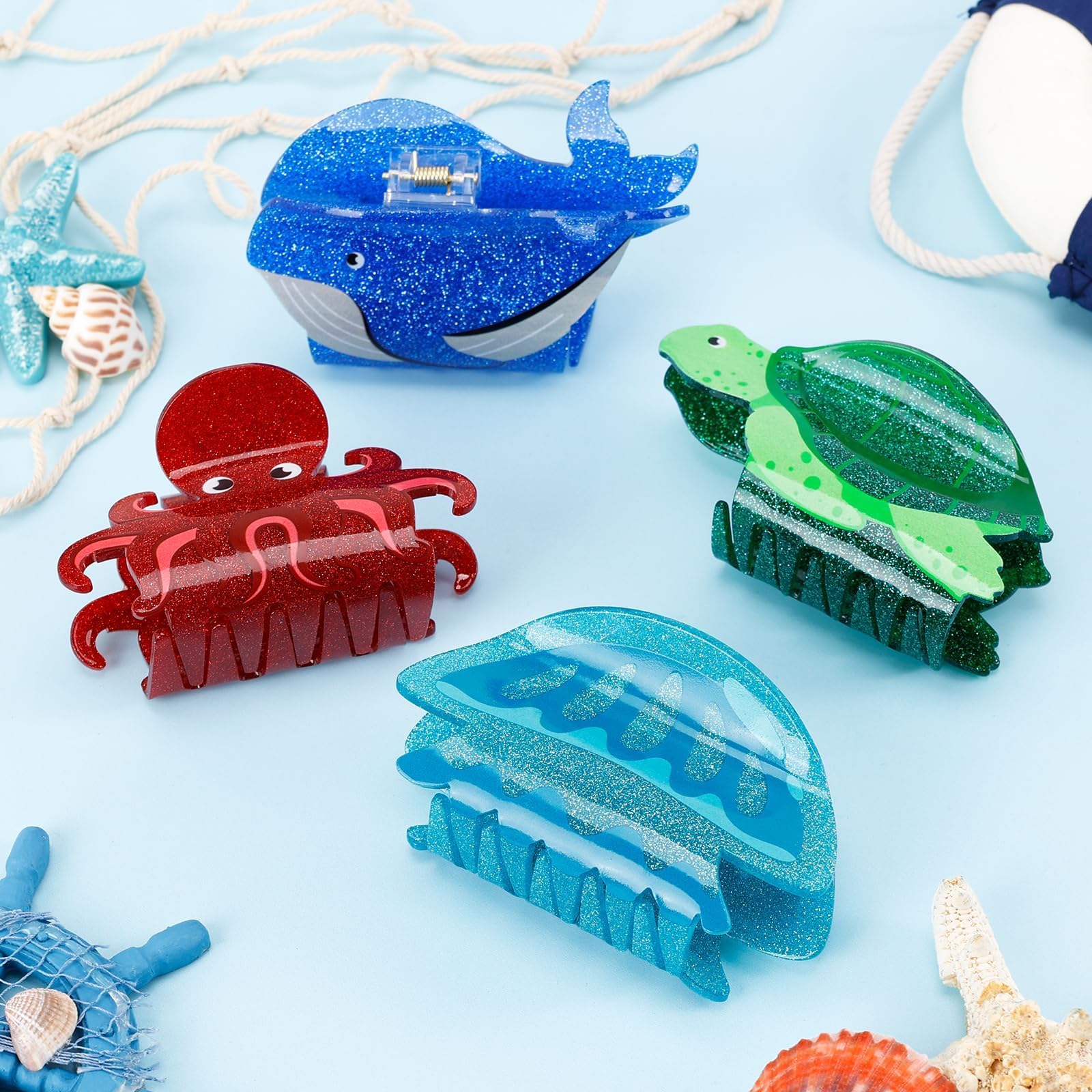 Yussti sea-themed hair clip helps complete beach outfits with playful pattern.