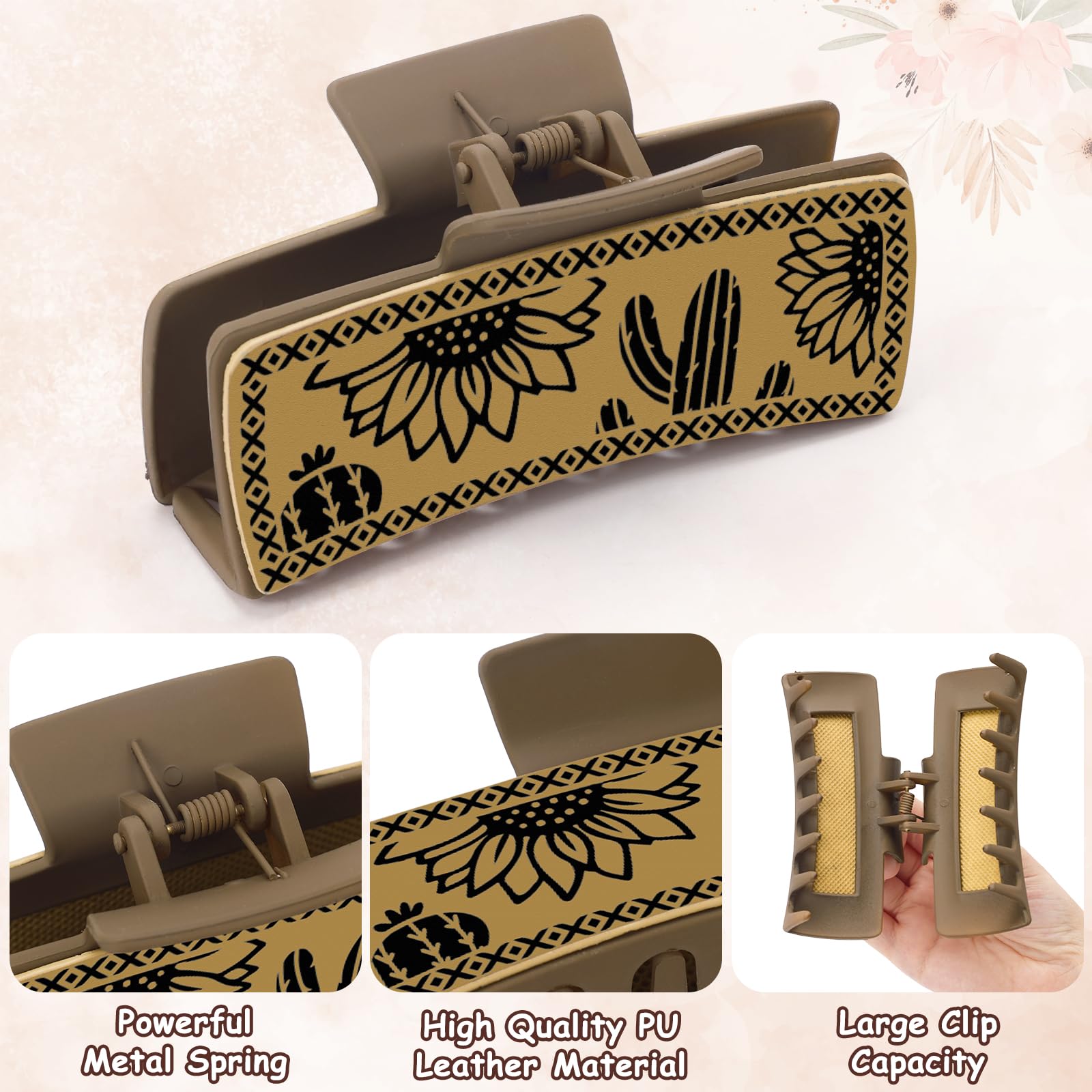 Yussti aztec-pattern leather clip adds western flair with reliable grip
