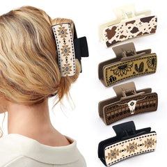 Yussti cowhide-design western leather hair clip for secure all-day hold