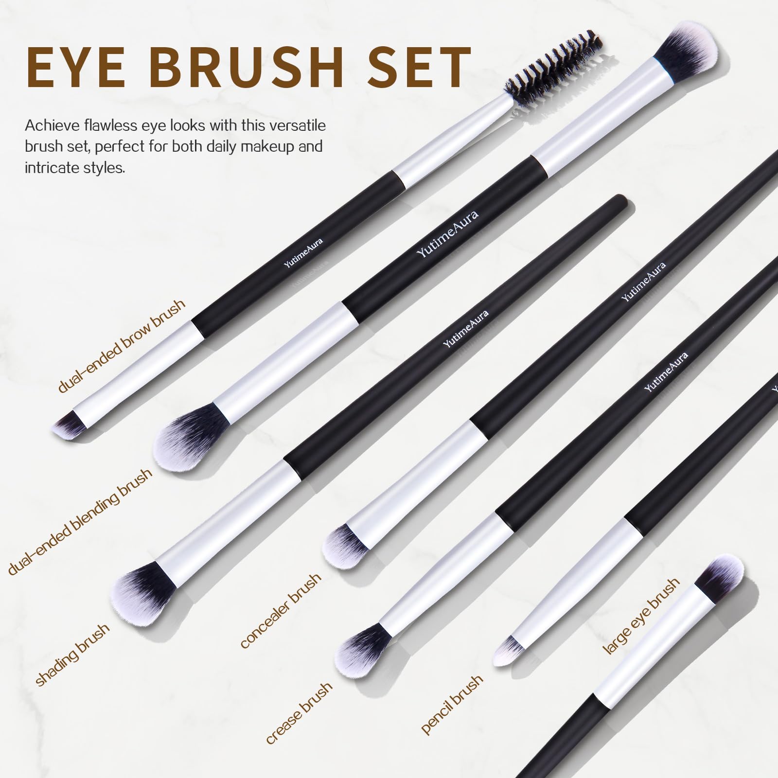 YutimeAura bristles dense soft synthetic promote gentle, even color laydown.