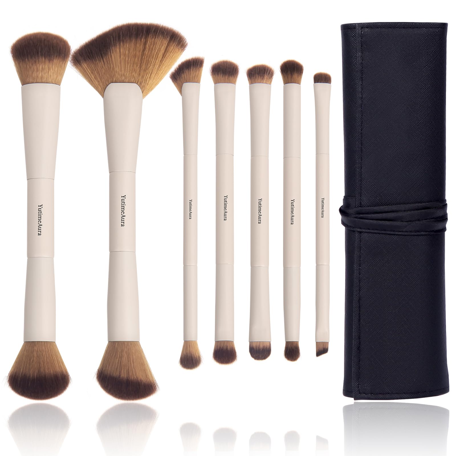YutimeAura dual-end brush set 7pcs collection for flawless foundation to powder application.