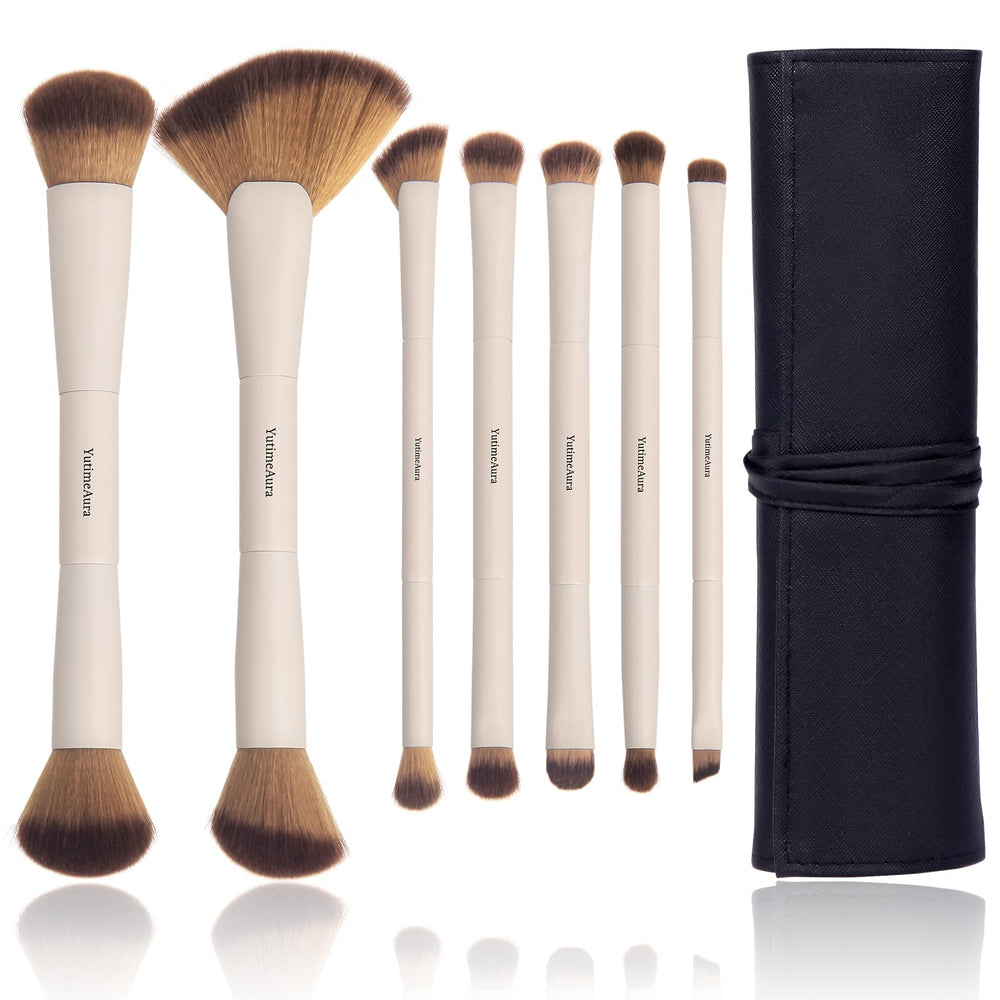 YutimeAura dual-end brush set 7pcs collection for flawless foundation to powder application.