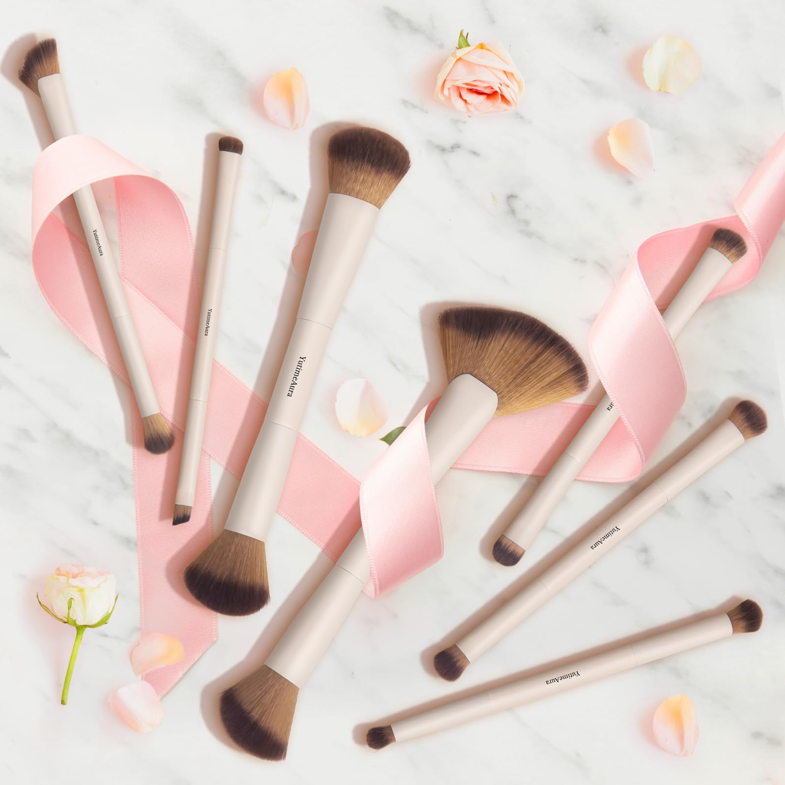 YutimeAura ergonomic wooden-handle brush promotes comfortable grip during routines.