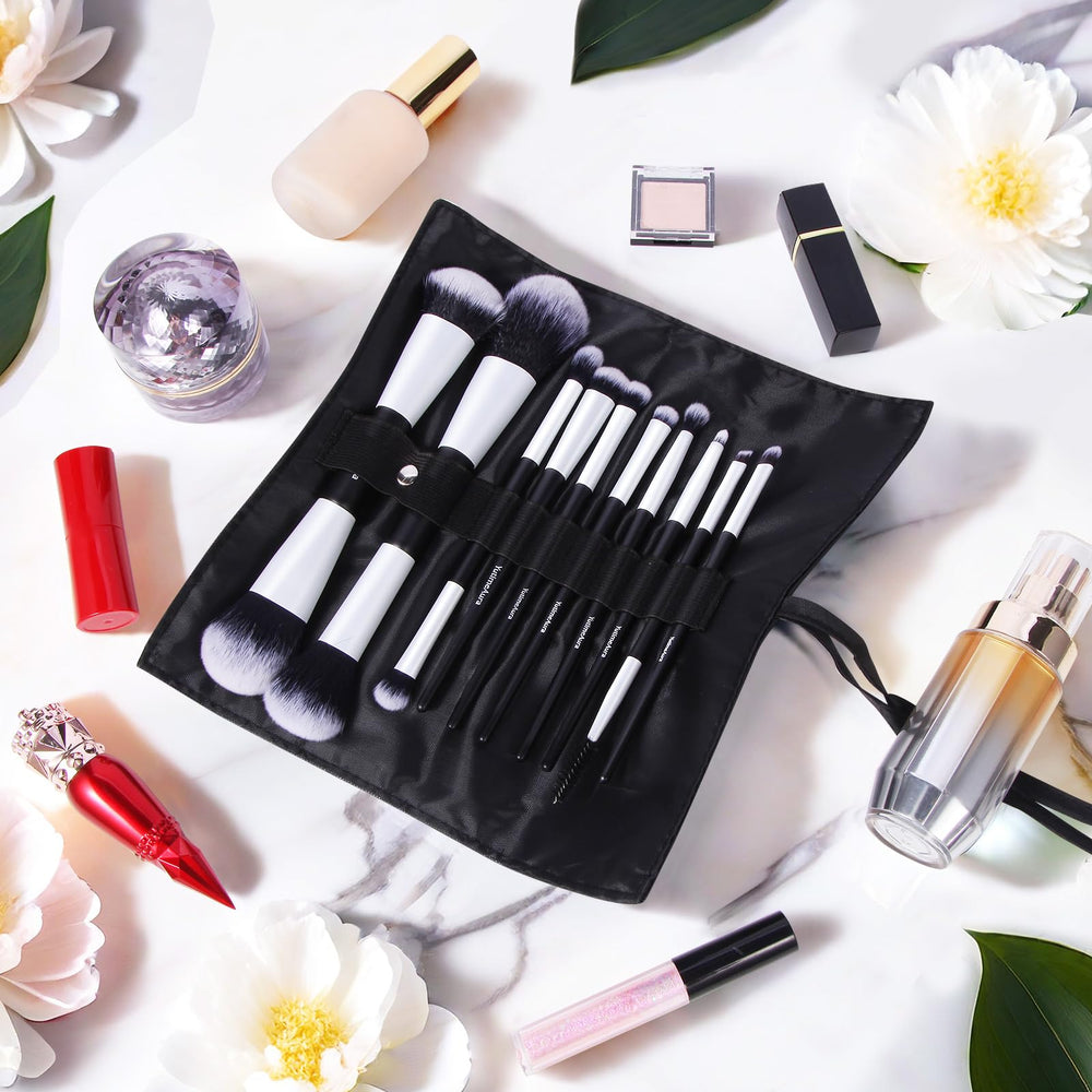 YutimeAura face-application-shot demonstrates efficient foundation, contour, and powder blending.