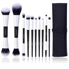 YutimeAura makeup brush set front view, versatile tools for flawless application across face and eyes.