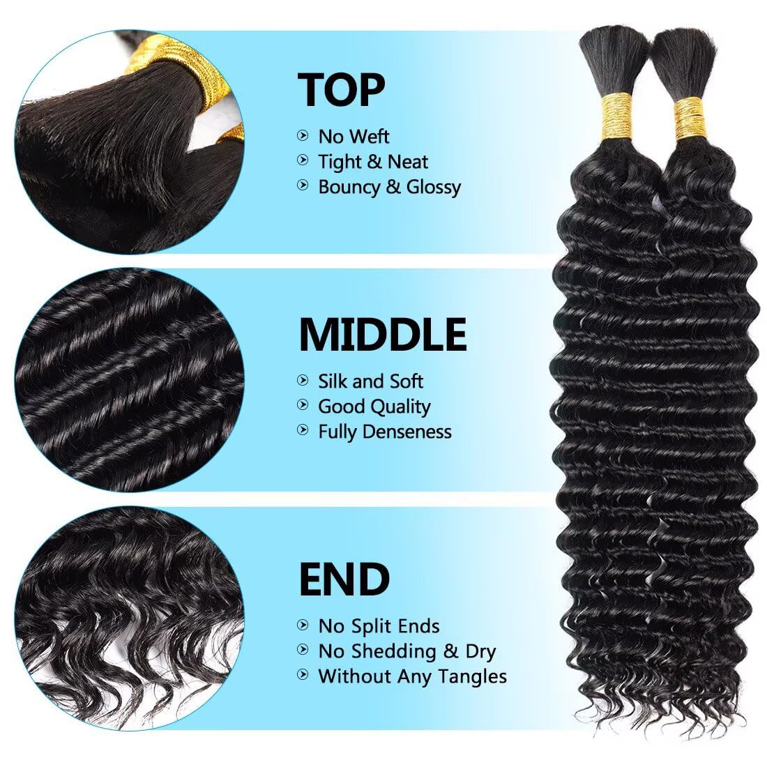 YUTU natural black 12A deep-wave texture blends with natural hair.