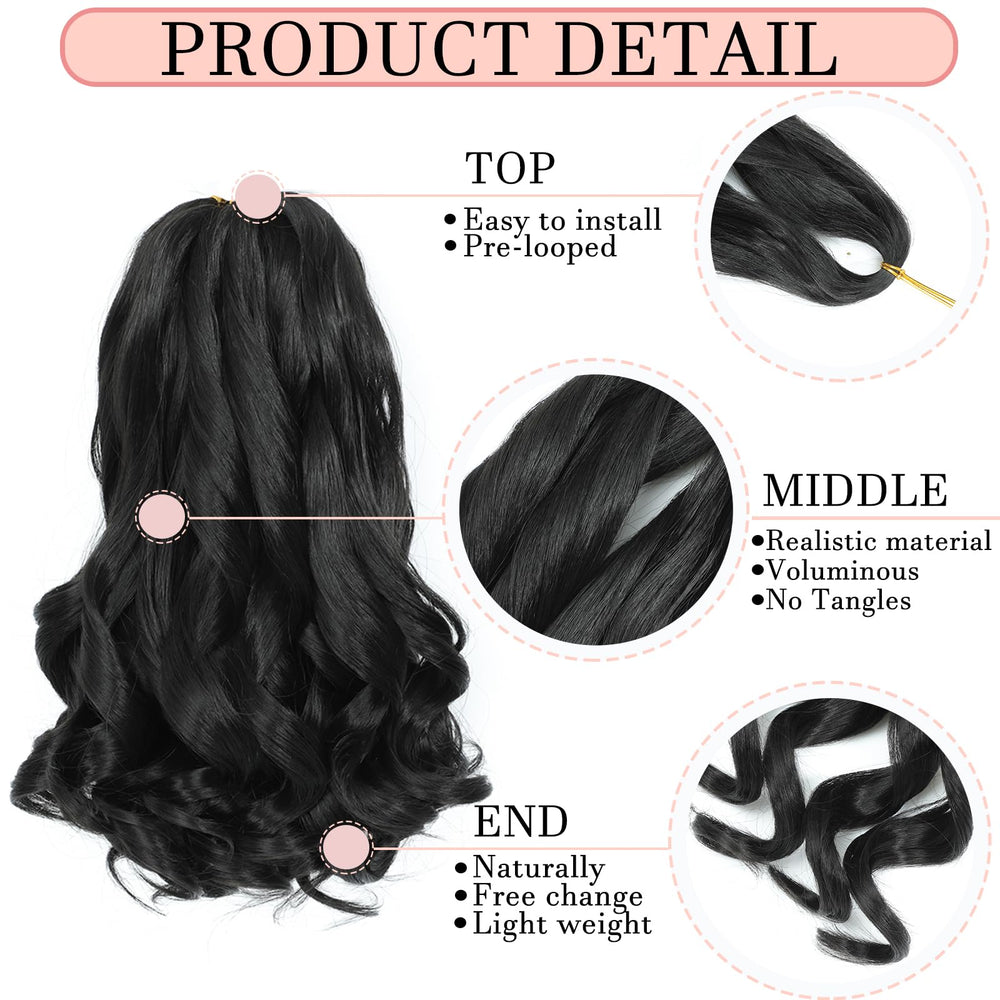 YUUYEE French Curl Braiding Hair 14in close-up shows soft high-temperature fiber.