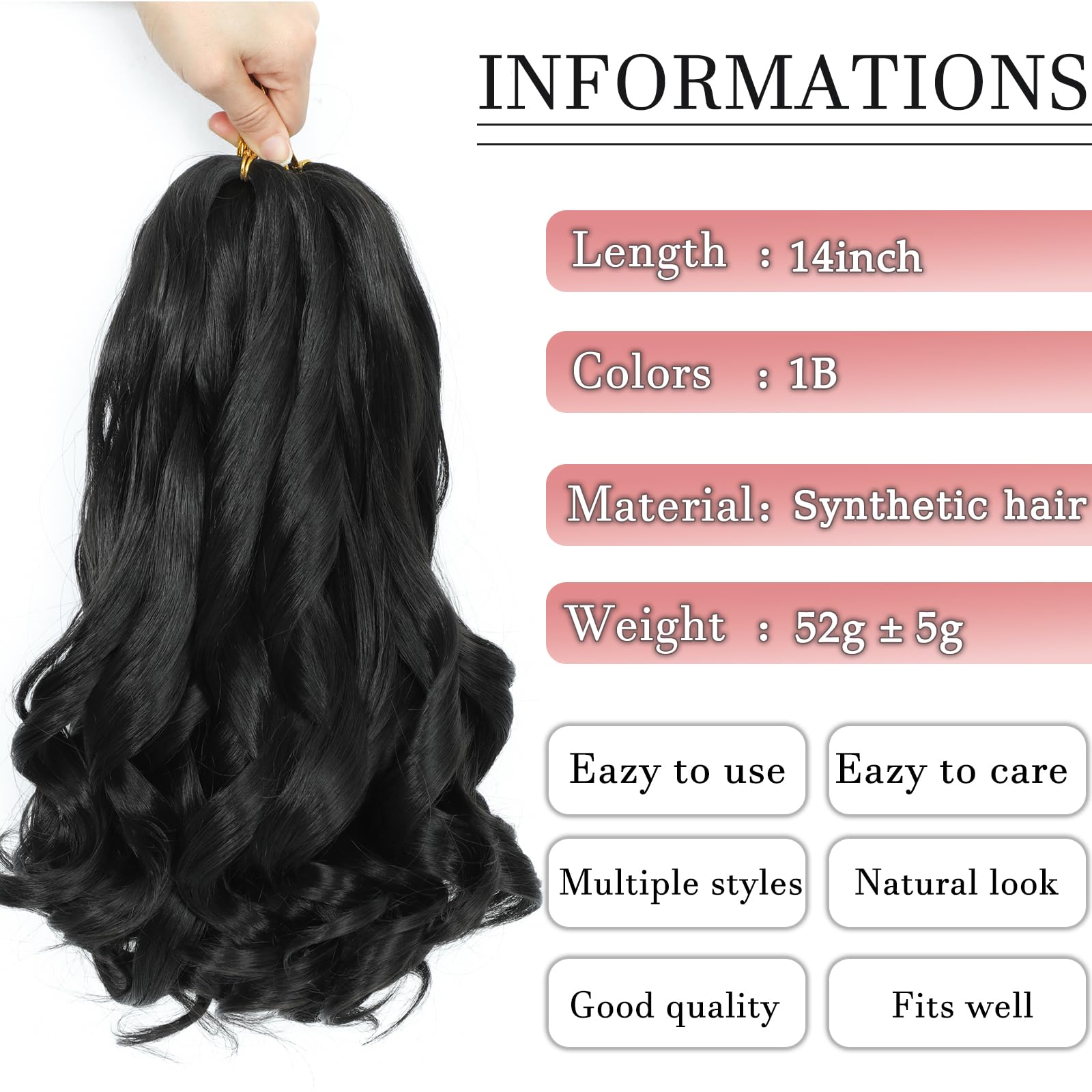 YUUYEE French Curl Braiding Hair full-head guide with eight packs per set.