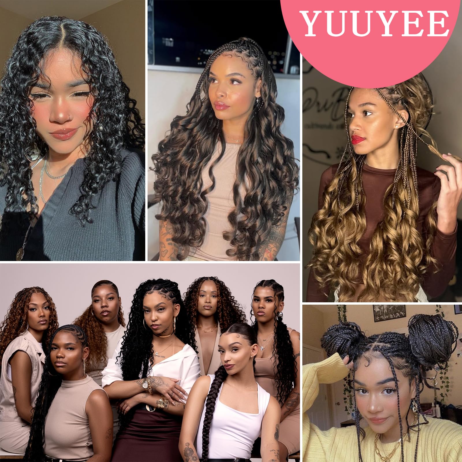 YUUYEE model look wearing French curl braids for everyday wear.