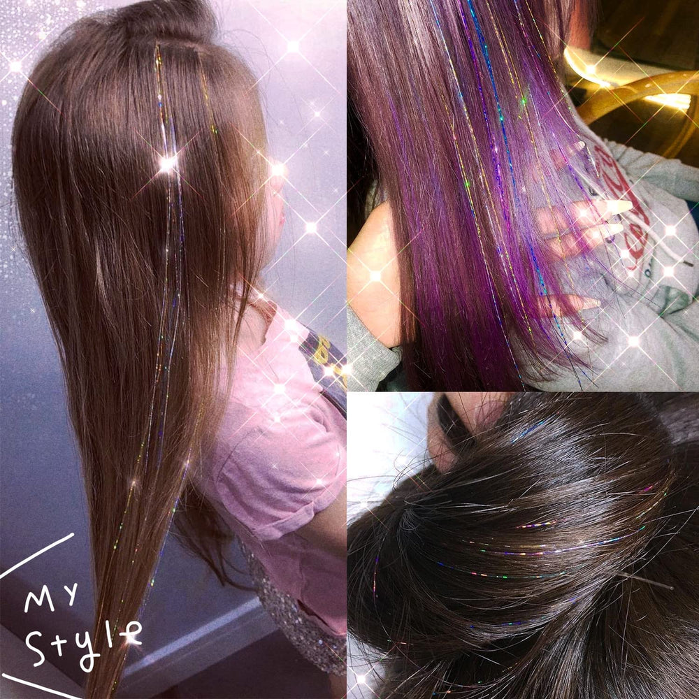 YUUYEE hair tinsel kit 230 strands per color for long-lasting sparkle.