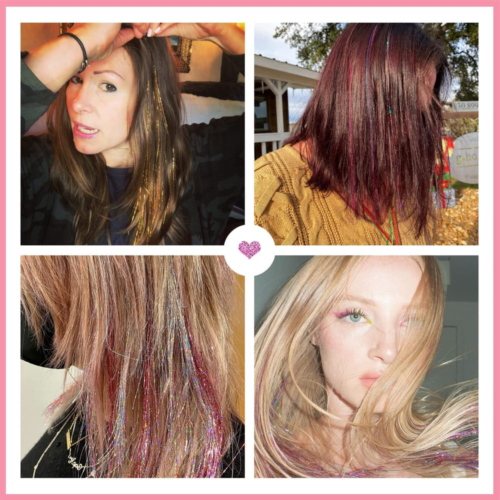 YUUYEE hair tinsel kit heat-resistant fibers survive styling routines.