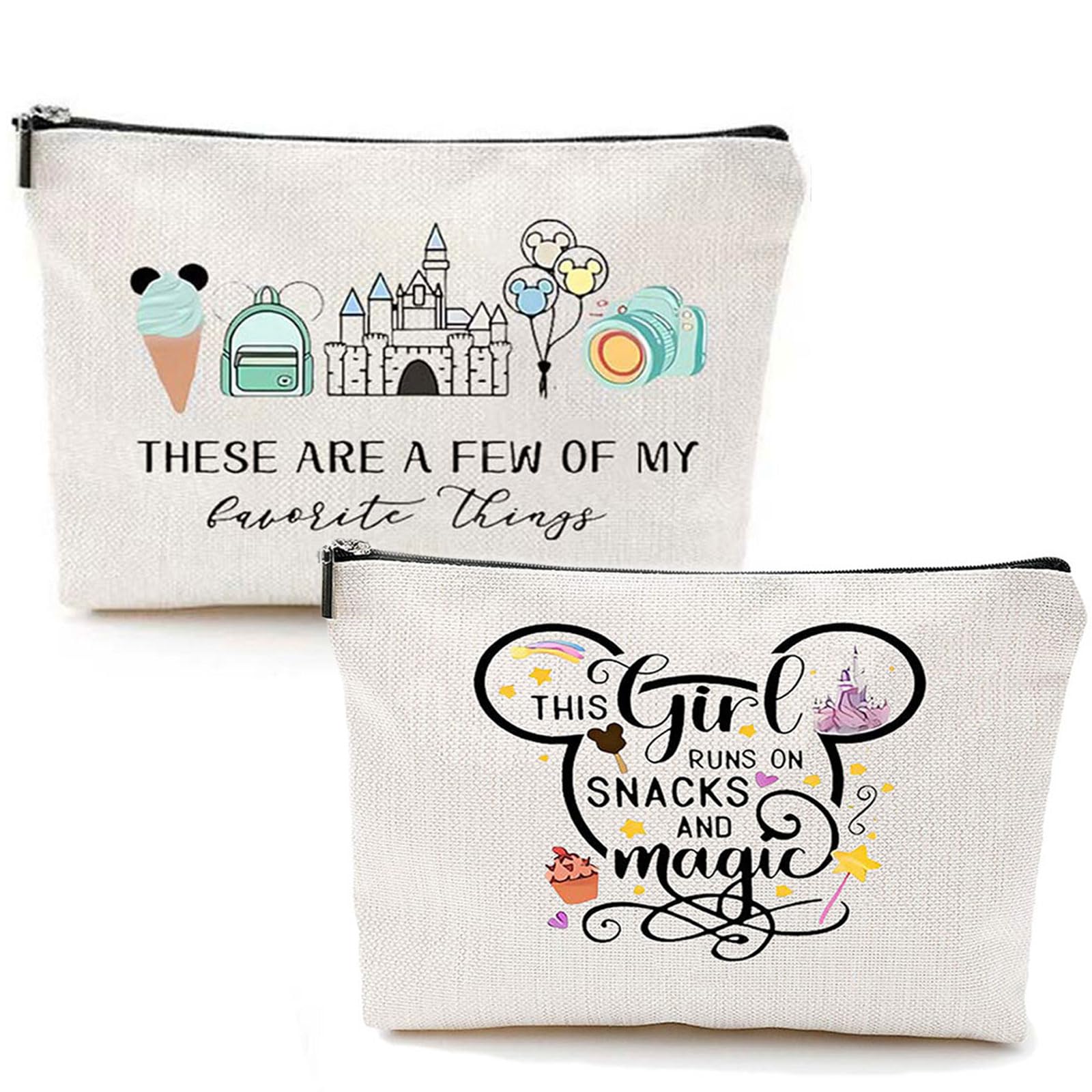 YUWUAR two-pcs cartoon mouse makeup bags help keep cosmetics organized on the go.