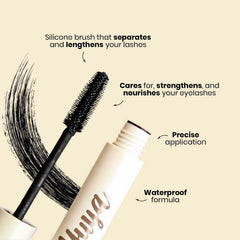 YuYa mascara applicator closeup shows small wand for even distribution.