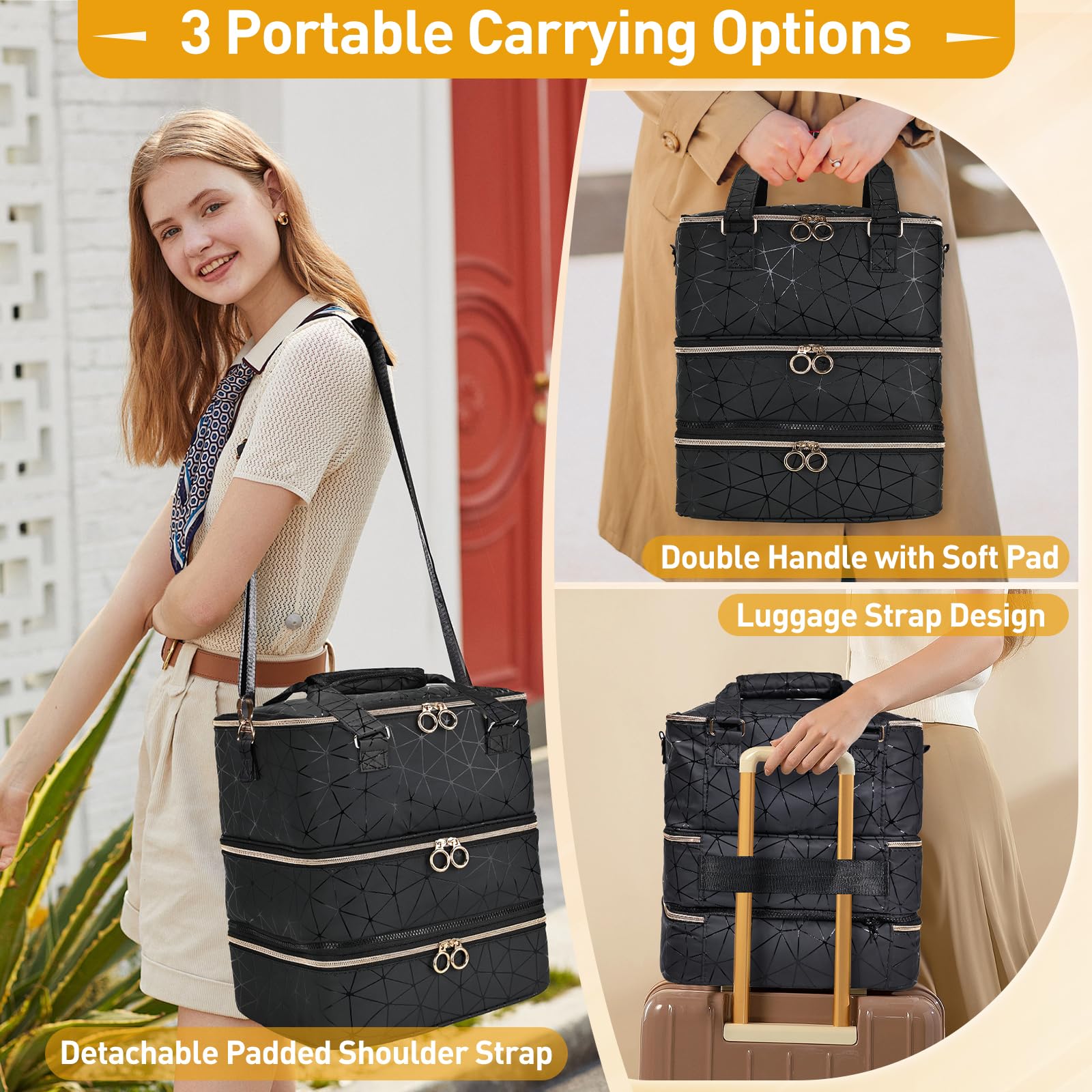 YUYAFN organizer with top handle enables easy transport at home or while traveling.