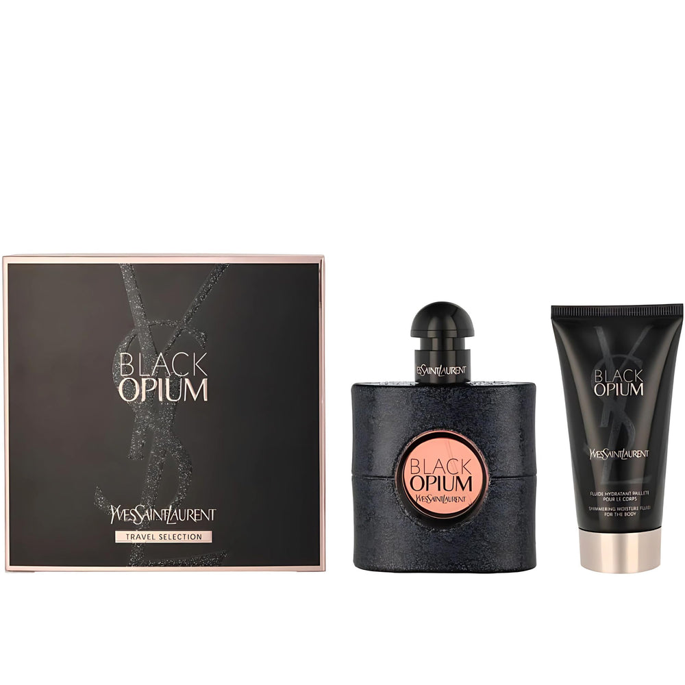 Yves Saint Laurent Black Opium EDP bottle closeup shows bold evening scent.