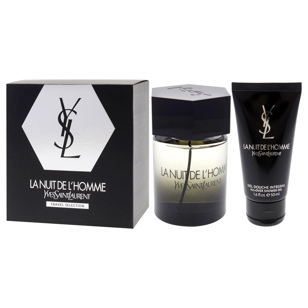 YSL La Nuit de LHomme packaging detail close-up showing premium finish