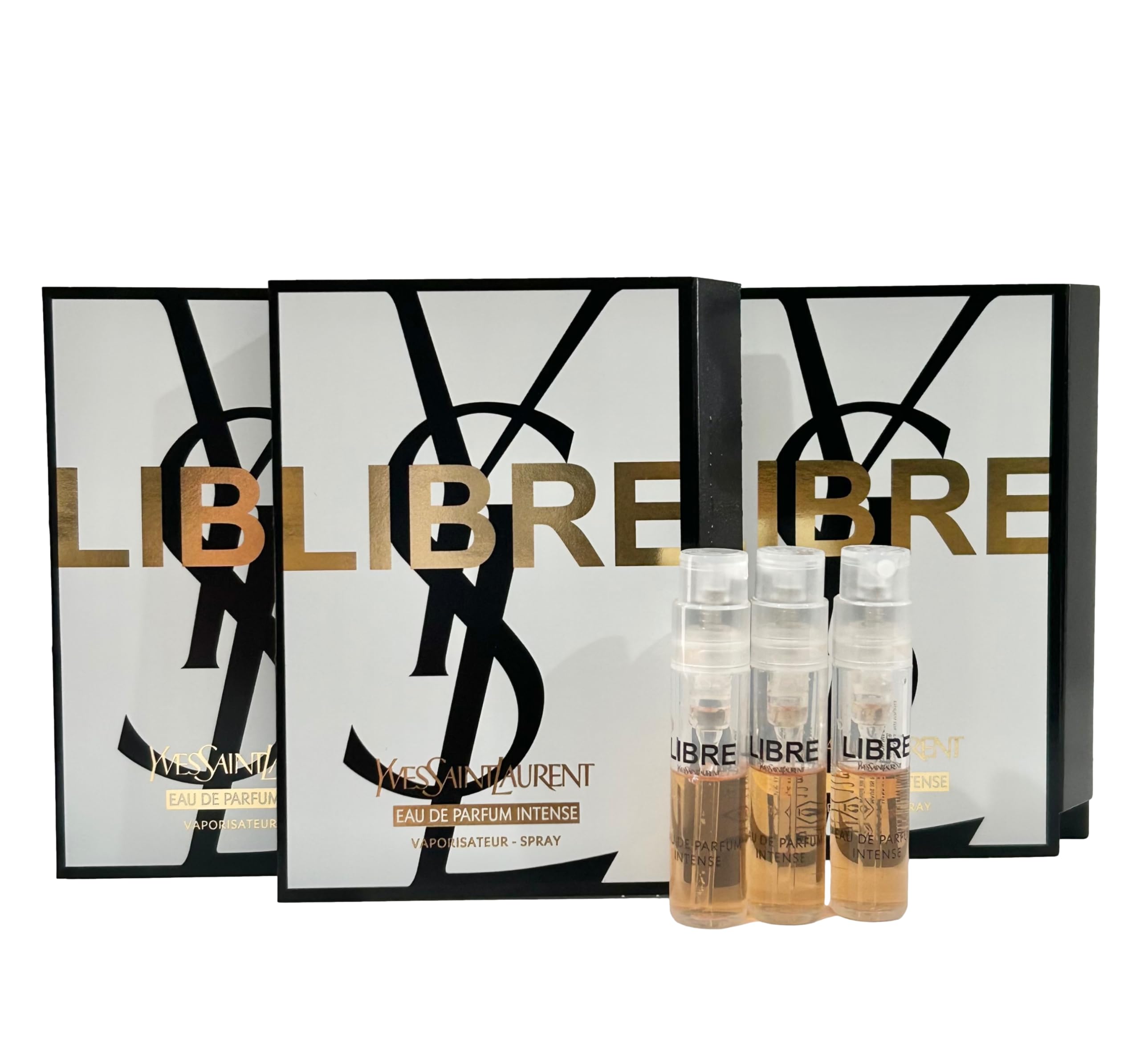 YSL Libre EDP Intense sample bottle 1.2ml showing compact travel size for testing