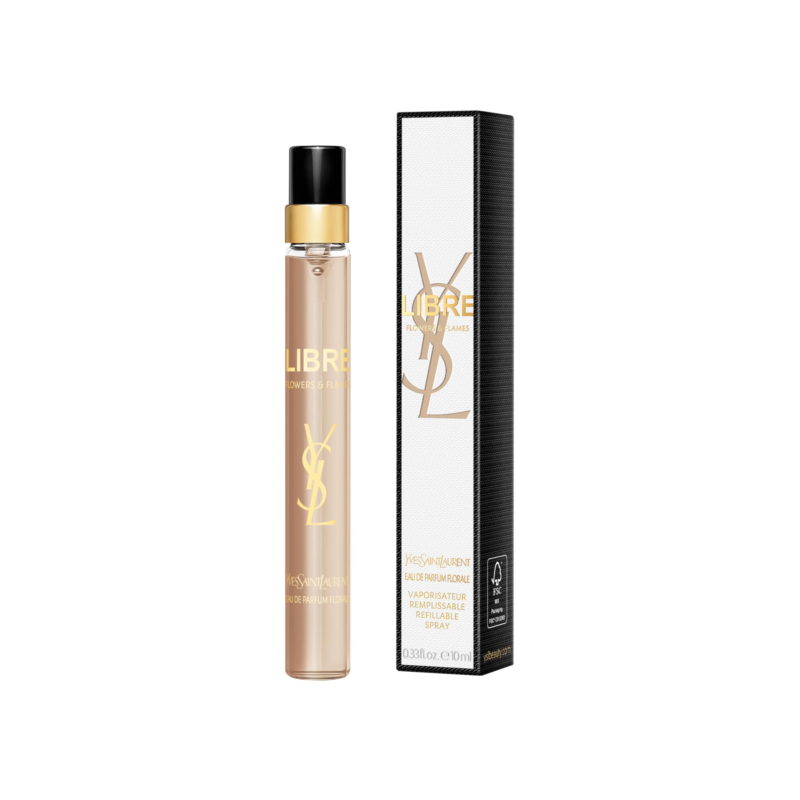 Yves Saint Laurent Libre Flowers & Flames bottle close-up showcasing sun-kissed florals for everyday wear.