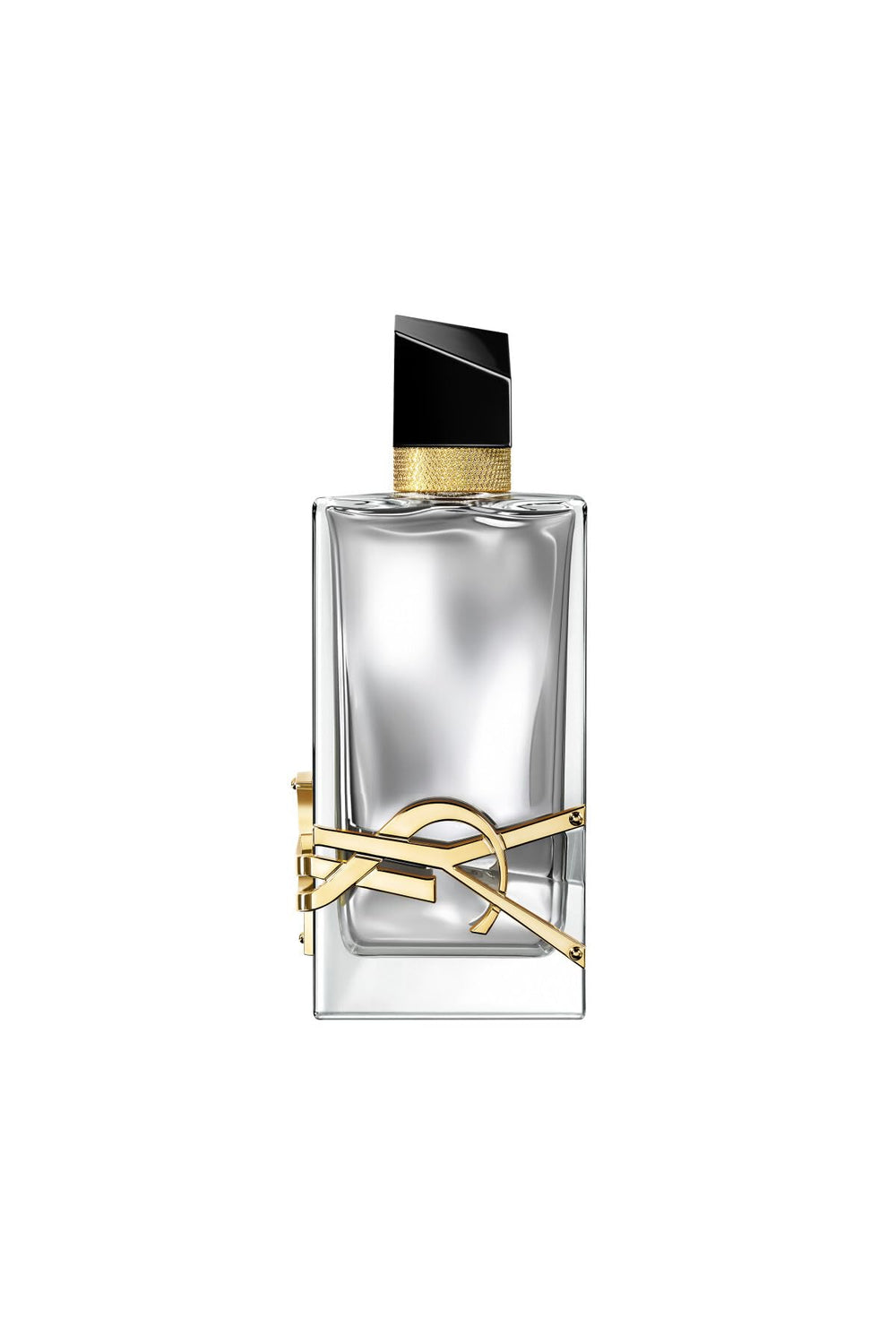 Yves Saint Laurent Libre LAbsolu Platine bottle closeup for an elegant evening.