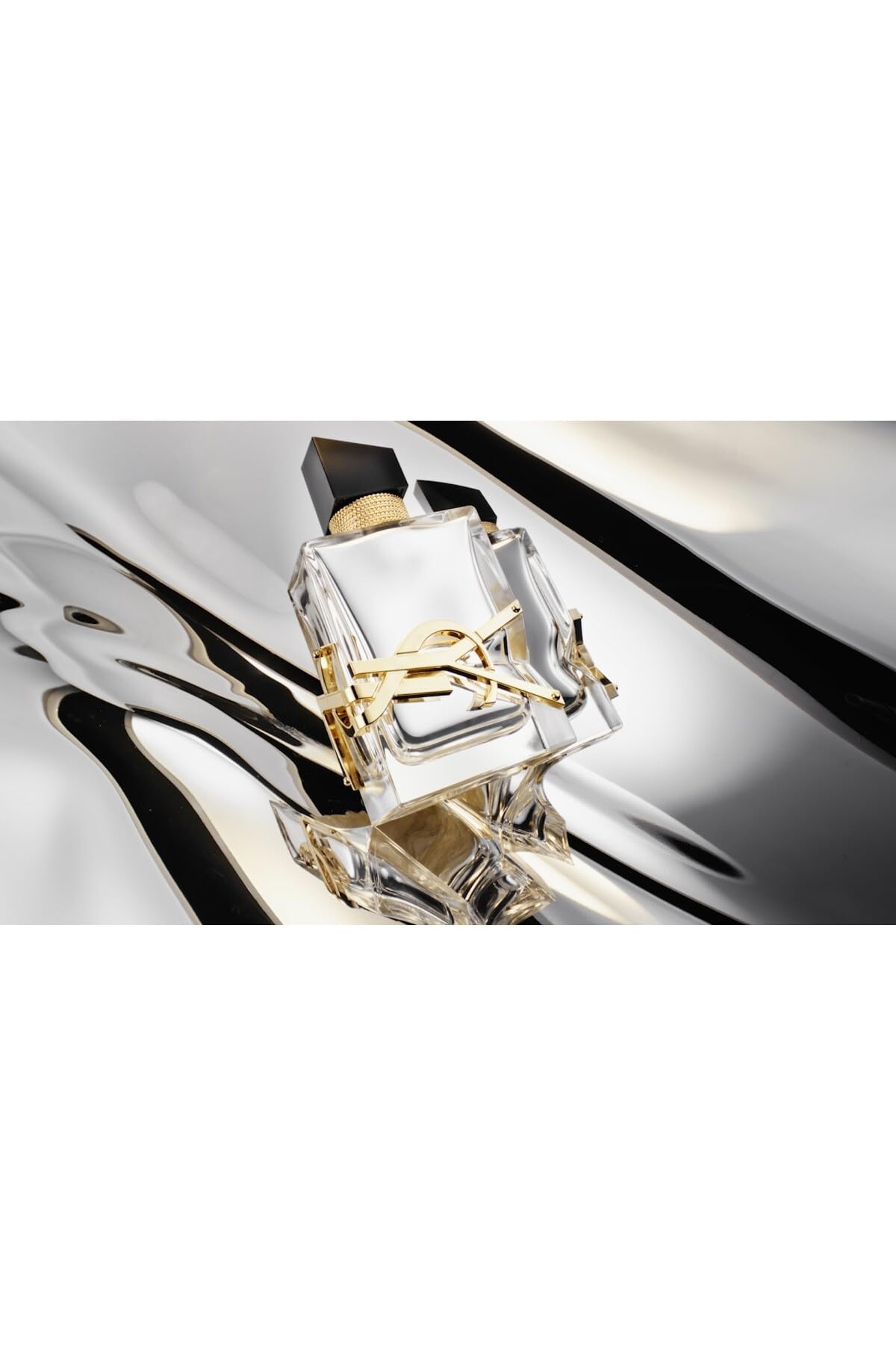 Yves Saint Laurent Libre LAbsolu Platine luxury packaging and presentation.