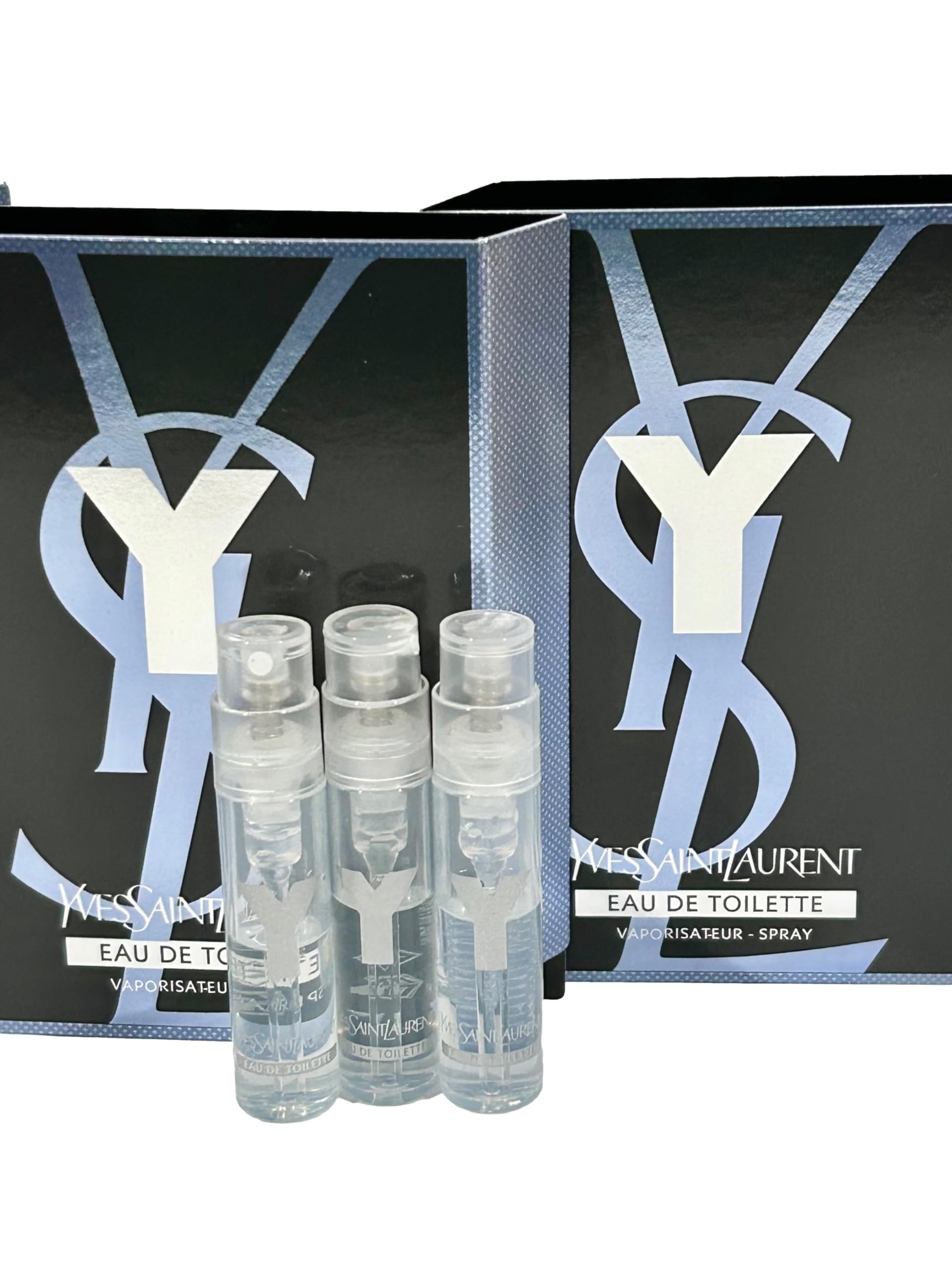 YSL Y Men sample EDT spray detail illustrates portable, metered application.