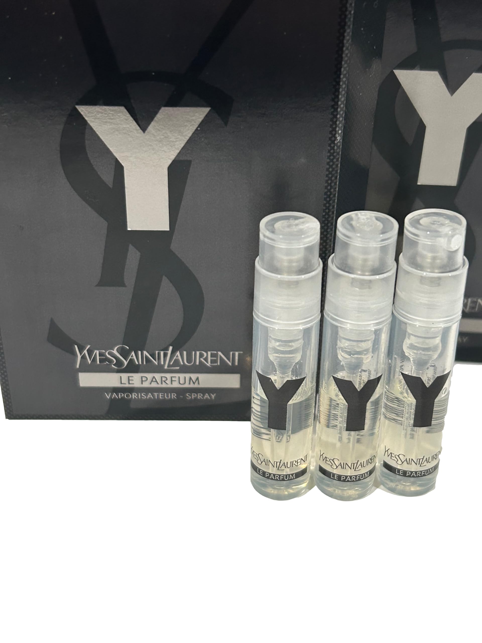 YSL Y Men LE PARFUM travel vial image highlighting compact size.