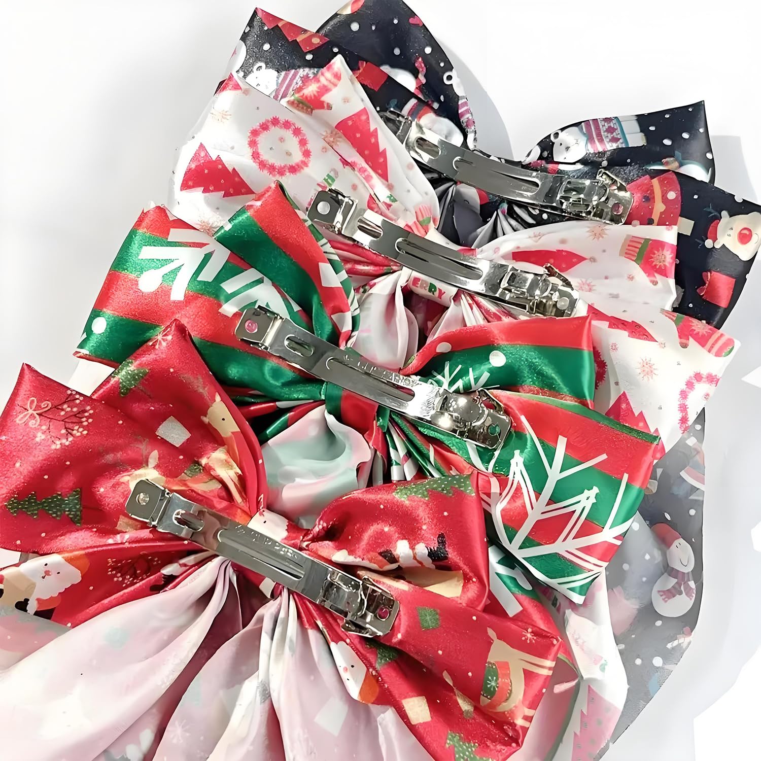 YWAOAIJD Christmas satin bow long-tail clip suits braids and updos.
