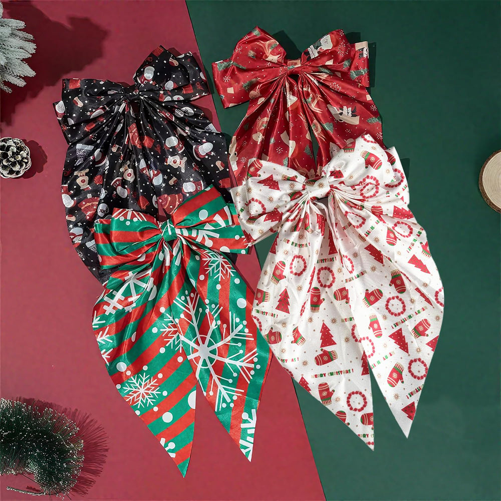 YWAOAIJD Christmas satin bow snowflakes clip pairs with outfits for festive days.