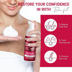 Yzmoffer Minoxidil foam applied to scalp for easy, convenient daily use.