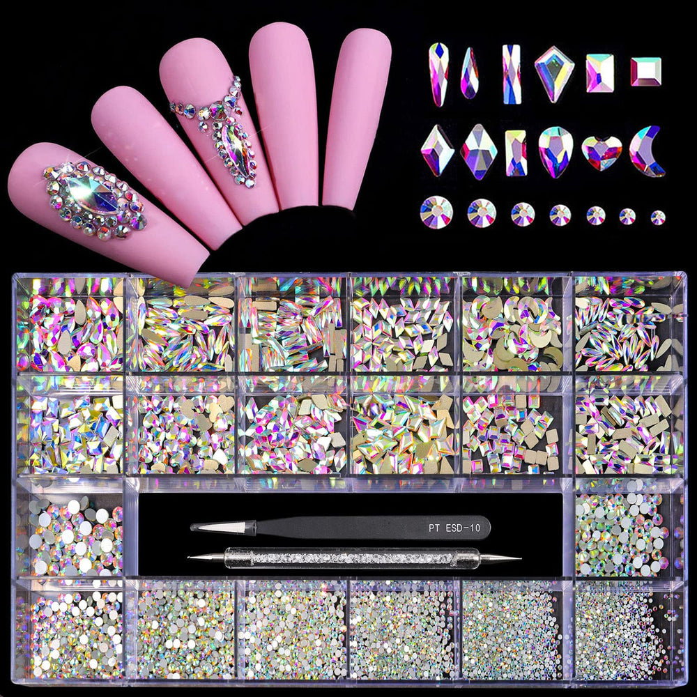 Yzzseven 12 types crystal AB diamonds for dazzling nail accents