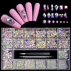 Yzzseven 12 types crystal AB diamonds for dazzling nail accents