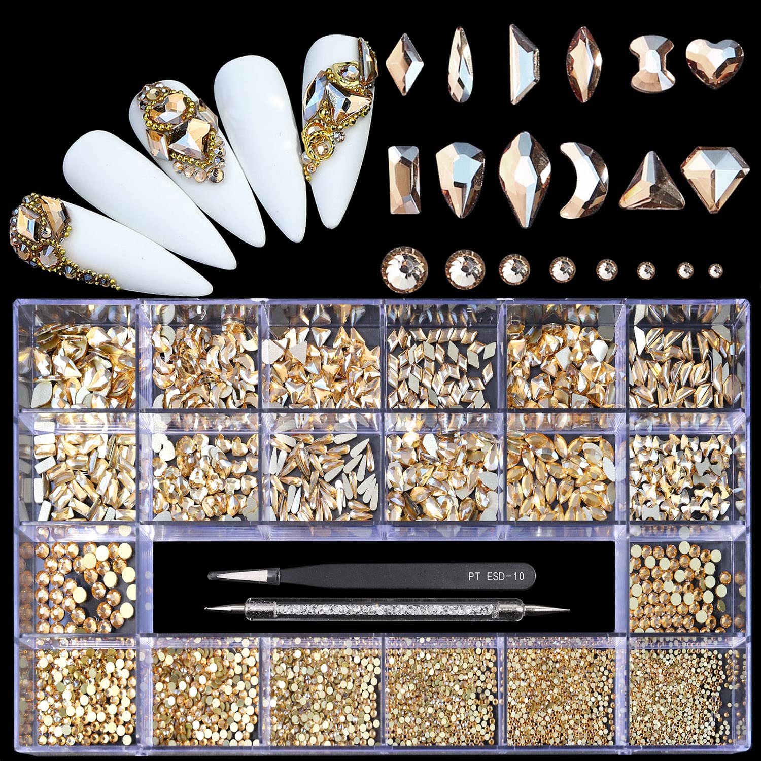 Yzzseven champagne diamonds collection for elegant nail art sparkle.