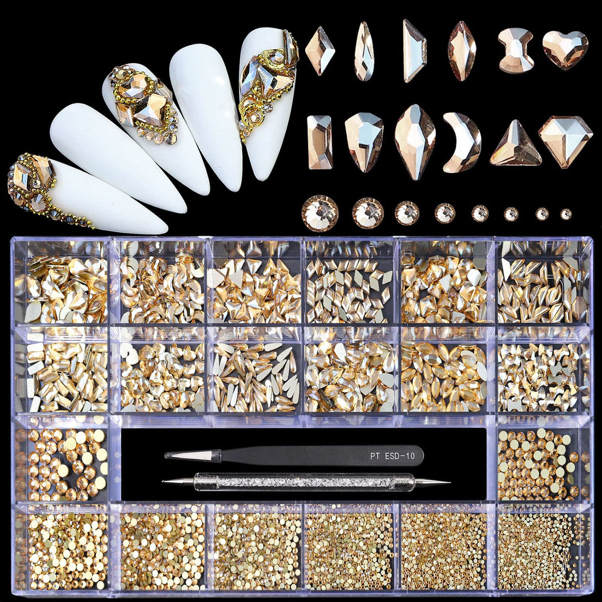 Yzzseven champagne diamonds collection for elegant nail art sparkle.
