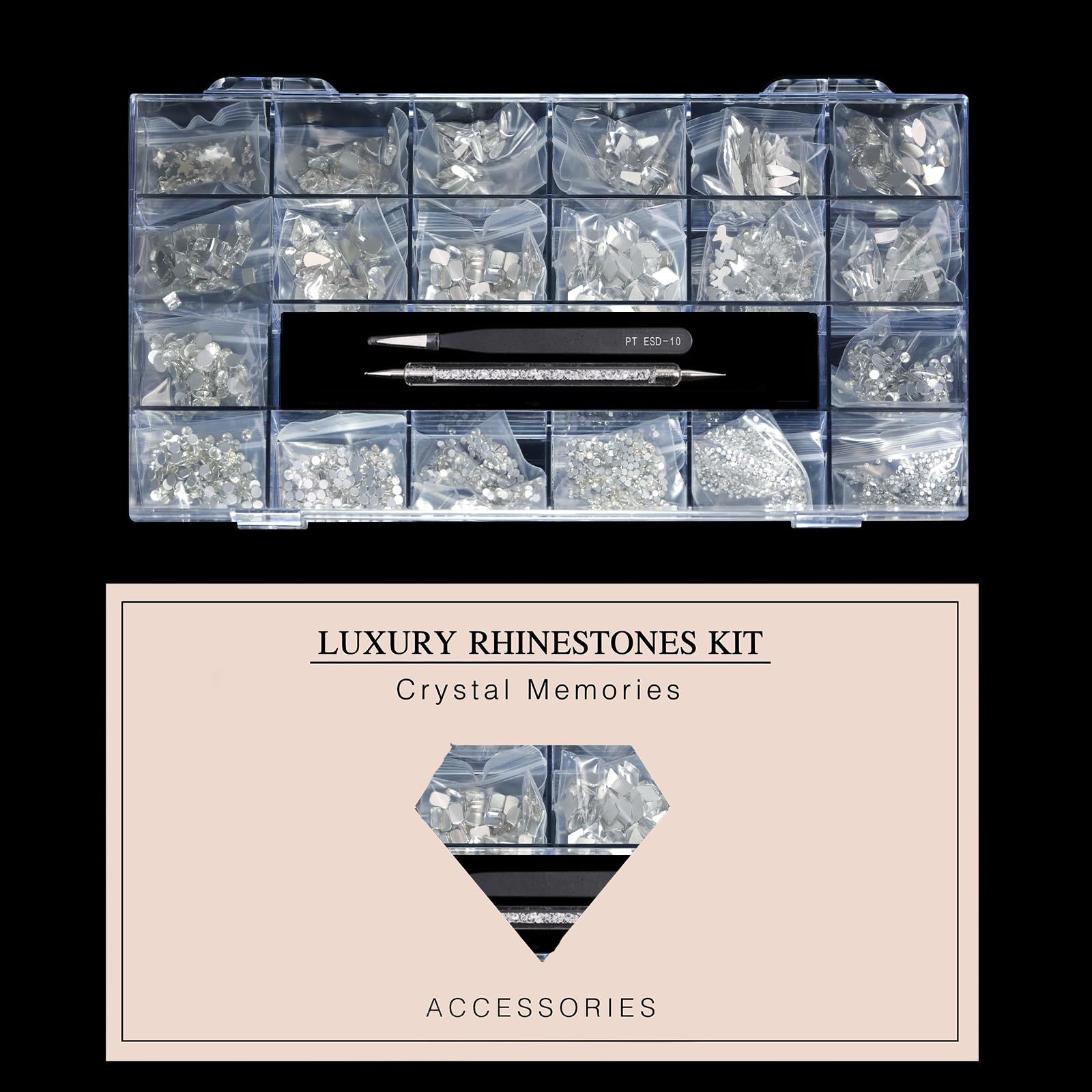 Yzzseven lightweight crystal packaging keeps supplies organized during travel.