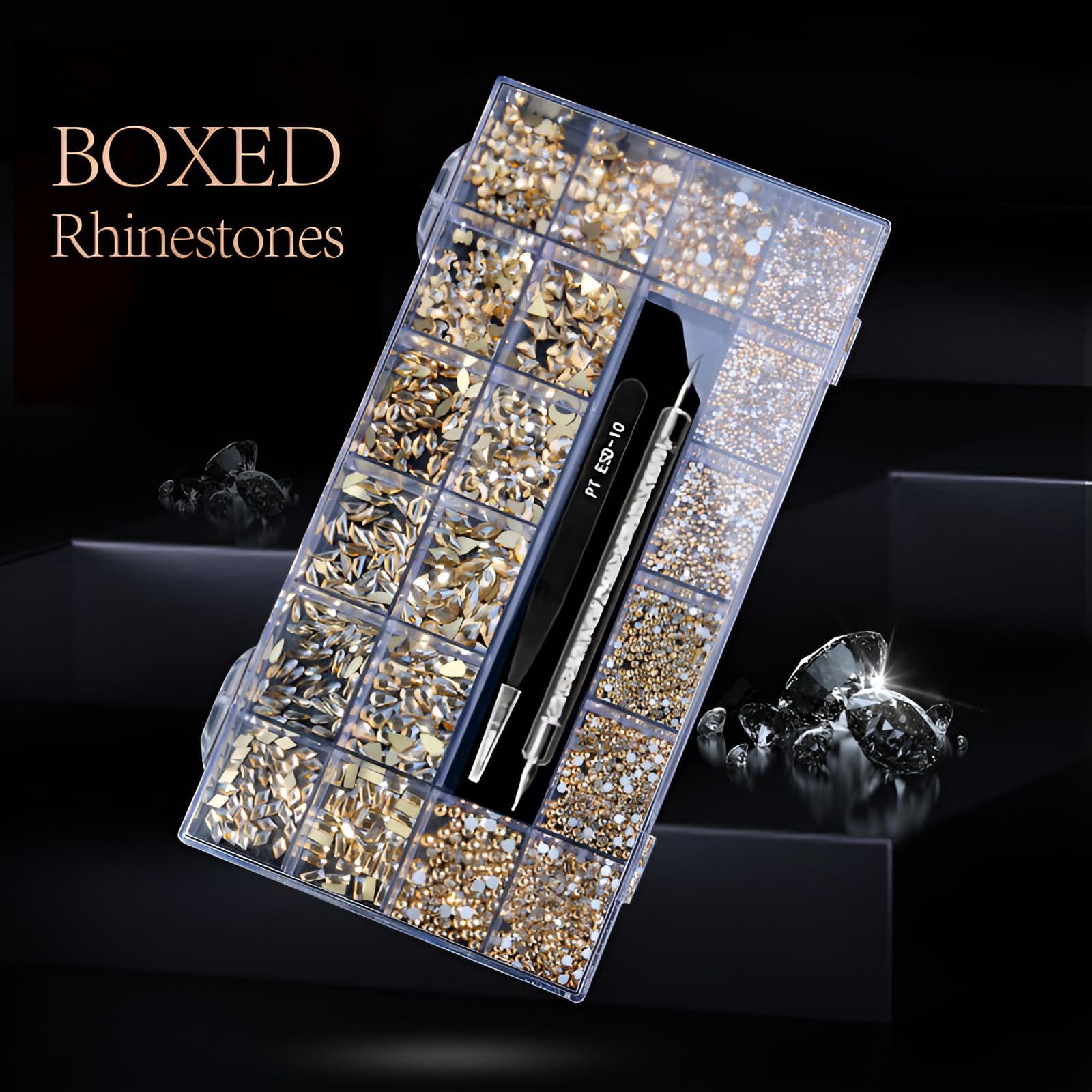 Yzzseven nail art crystals made from K9 glass for durable shine.