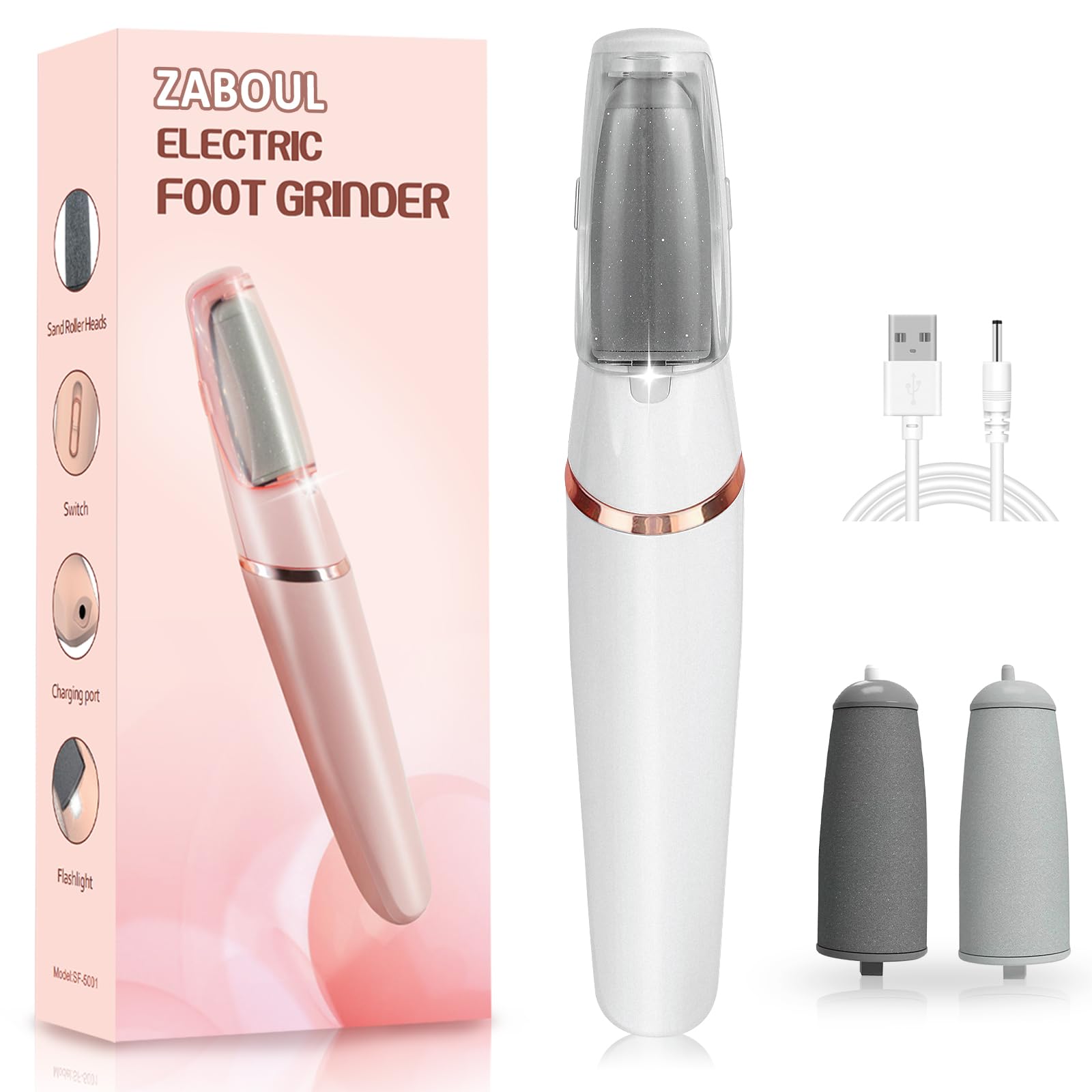ZABOUL electric foot callus remover front view for at-home pedicures