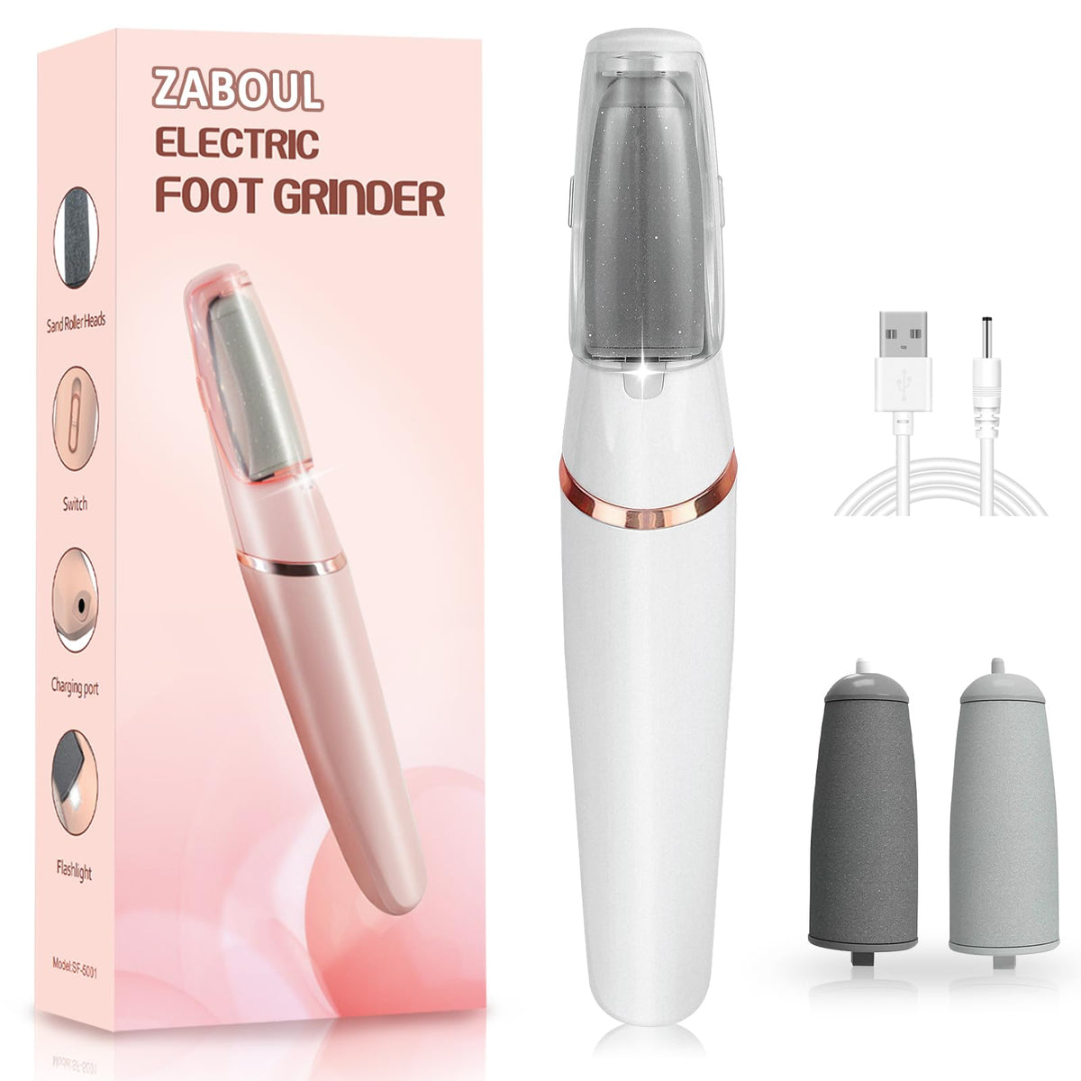 ZABOUL electric foot callus remover front view for at-home pedicures